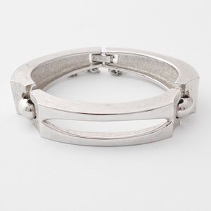 Vintage Monet Chunky Link Bracelet Silver Tone Modernist Space Age Style